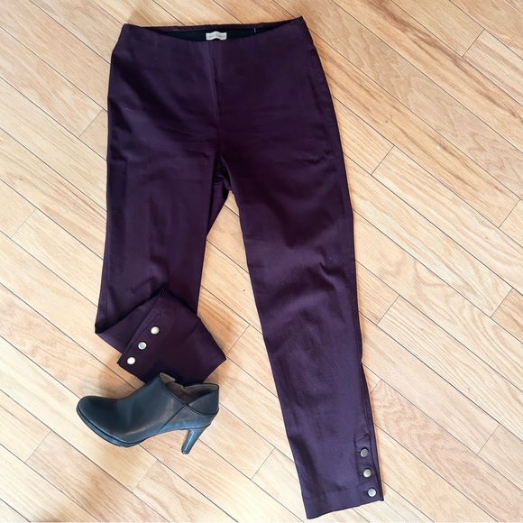 Van Heusen Pants - Van Heusen Aubergine Stretch Pull-on Pants, 3 Button Detail